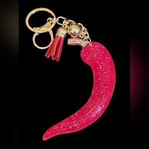 Red Chili Pepper Rhinestone Bag Charm / Keychain – Sparkly Fiesta Accessory